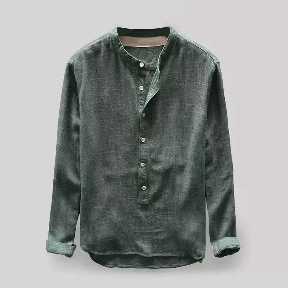 Klassisches Langarm-Henley-Shirt mit Knopfleiste für Herren