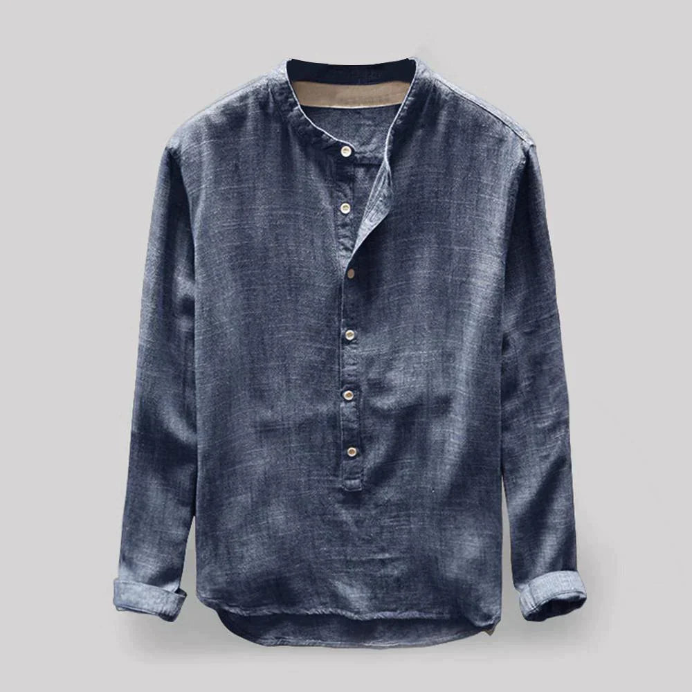 Klassisches Langarm-Henley-Shirt mit Knopfleiste für Herren