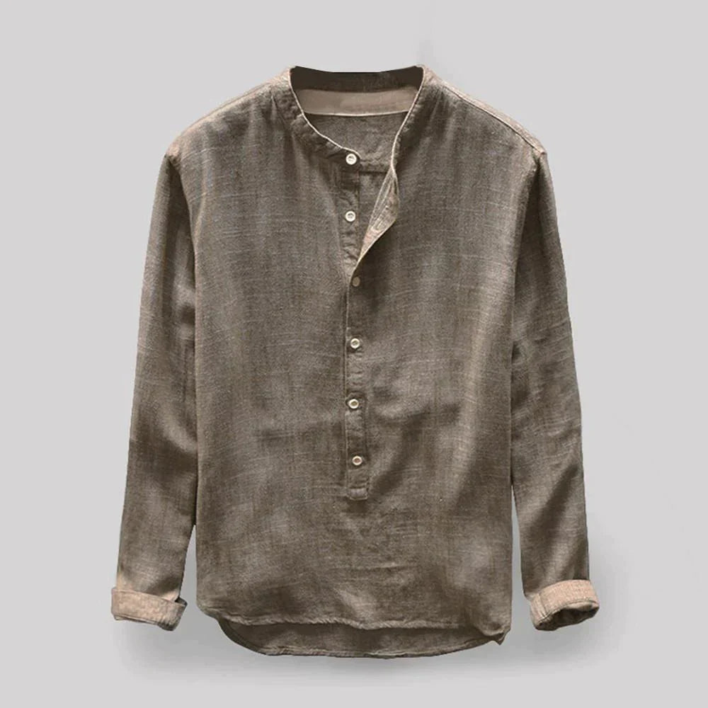 Klassisches Langarm-Henley-Shirt mit Knopfleiste für Herren