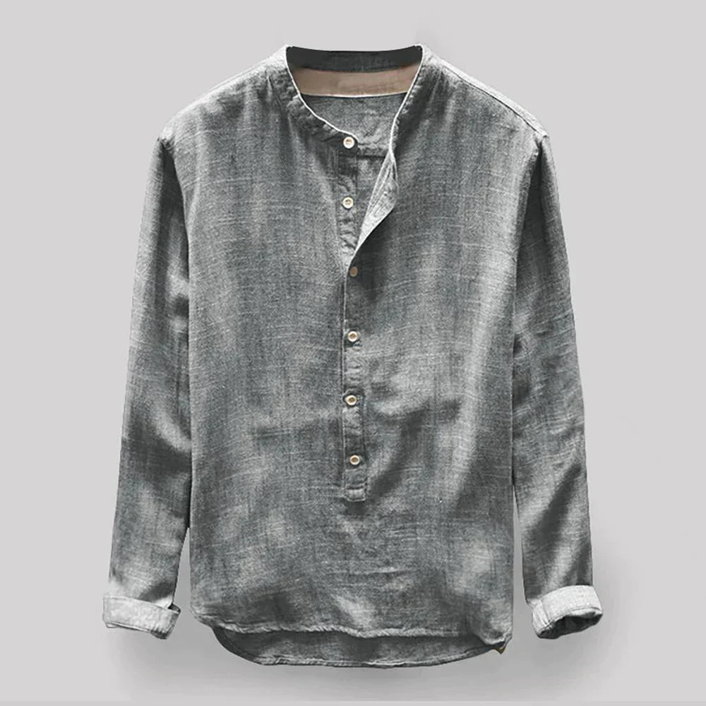 Klassisches Langarm-Henley-Shirt mit Knopfleiste für Herren
