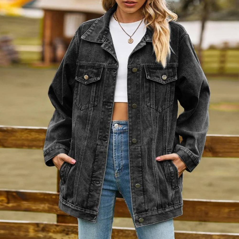 Damen Oversized Jeansjacke – Stilvoll und Komfortabel