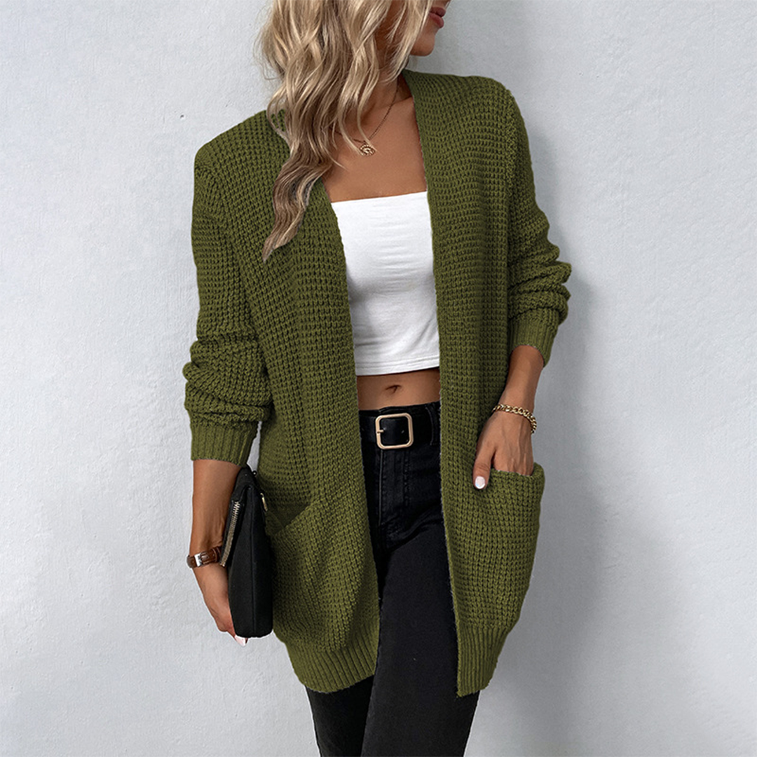 Damen Warmer Strick-Cardigan - Offenes Design