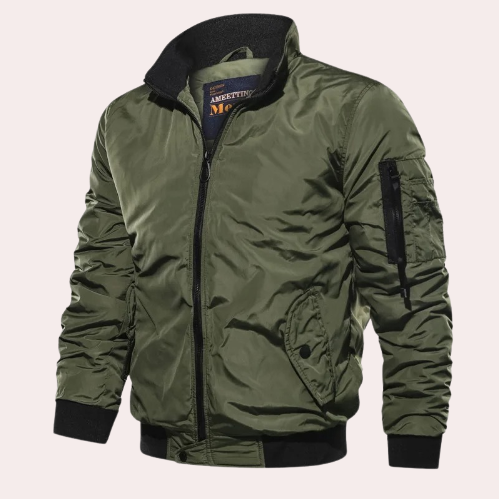 Herren Bomberjacke – Stehkragen mit Ärmeltasche