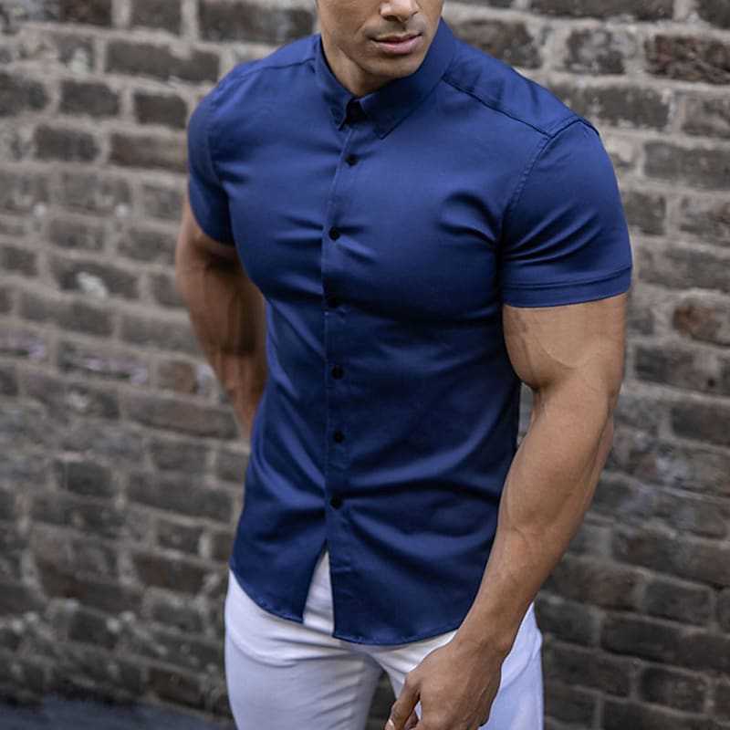 Slim-Fit Kurzarmhemd mit Stretch für Herren