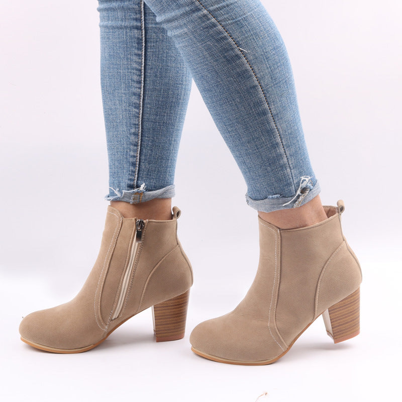 Damen Stiefeletten - Blockabsatz mit seitlichem Reißverschluss