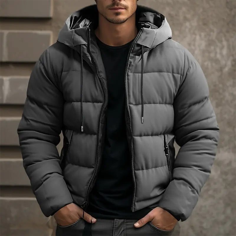 Herren Kapuzen-Pufferjacke - Isolierter Wintermantel