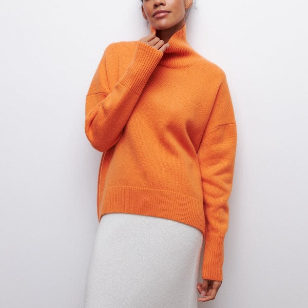 Damen Grobstrick-Rollkragenpullover – Entspannter Schnitt