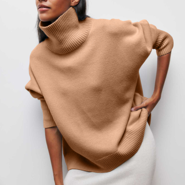 Damen Grobstrick-Rollkragenpullover – Entspannter Schnitt