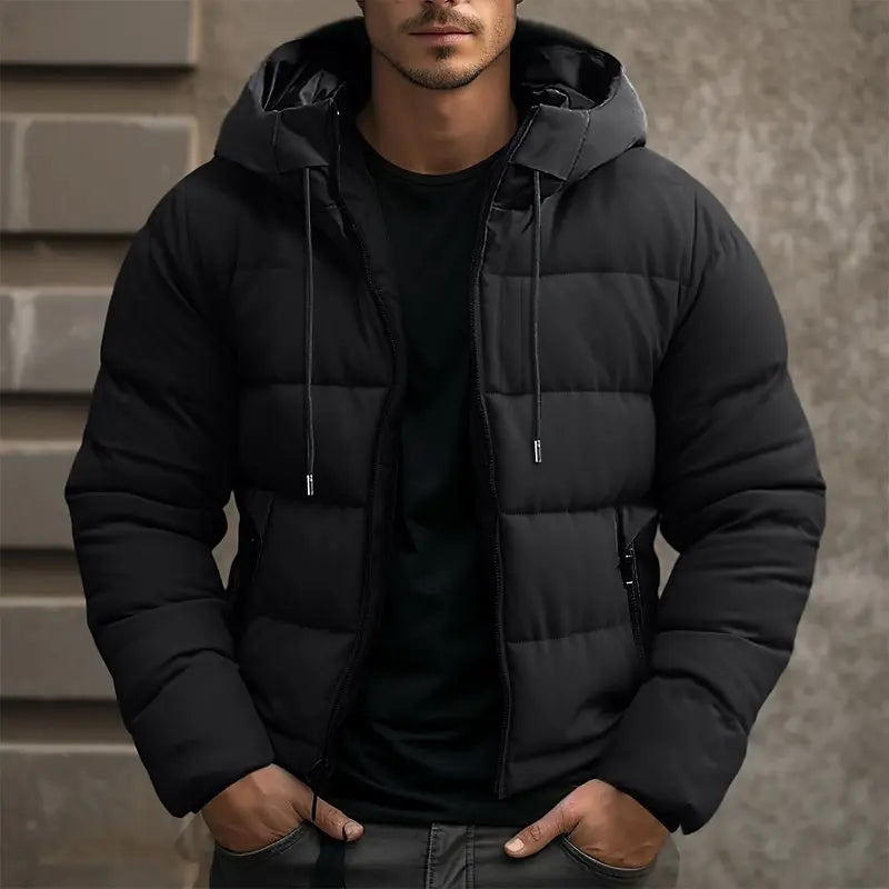 Herren Kapuzen-Pufferjacke - Isolierter Wintermantel
