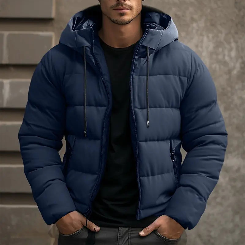Herren Kapuzen-Pufferjacke - Isolierter Wintermantel
