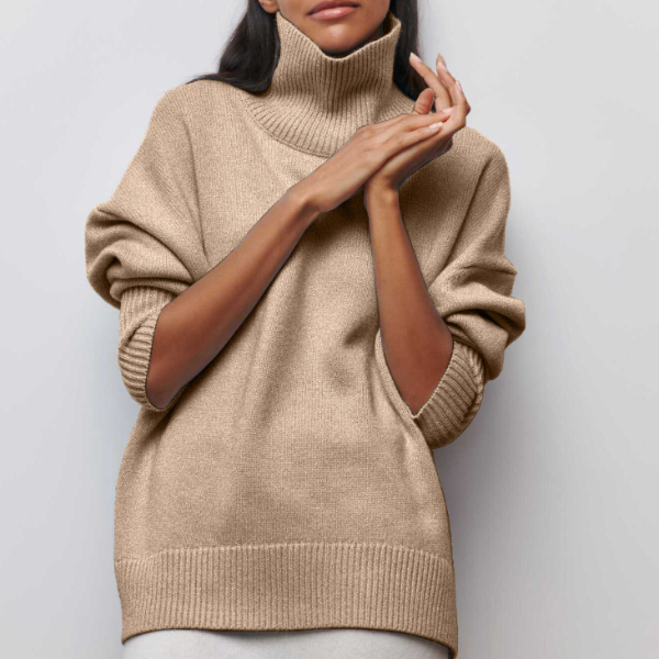 Damen Grobstrick-Rollkragenpullover – Entspannter Schnitt