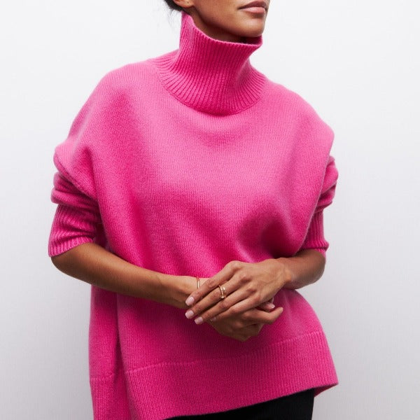 Damen Grobstrick-Rollkragenpullover – Entspannter Schnitt