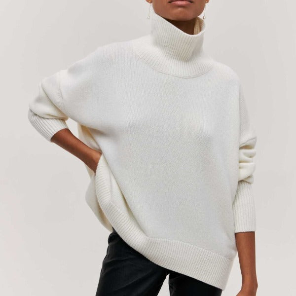 Damen Grobstrick-Rollkragenpullover – Entspannter Schnitt