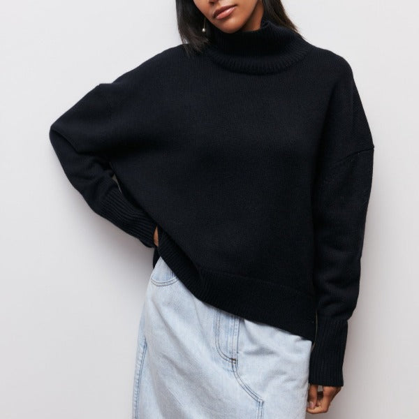 Damen Grobstrick-Rollkragenpullover – Entspannter Schnitt