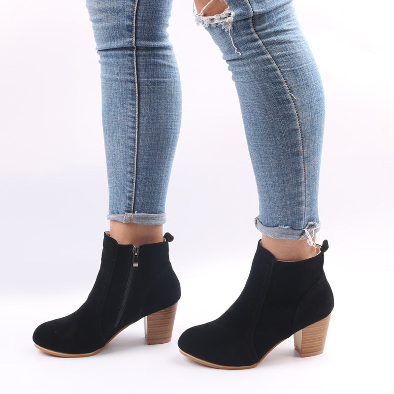 Damen Stiefeletten - Blockabsatz mit seitlichem Reißverschluss