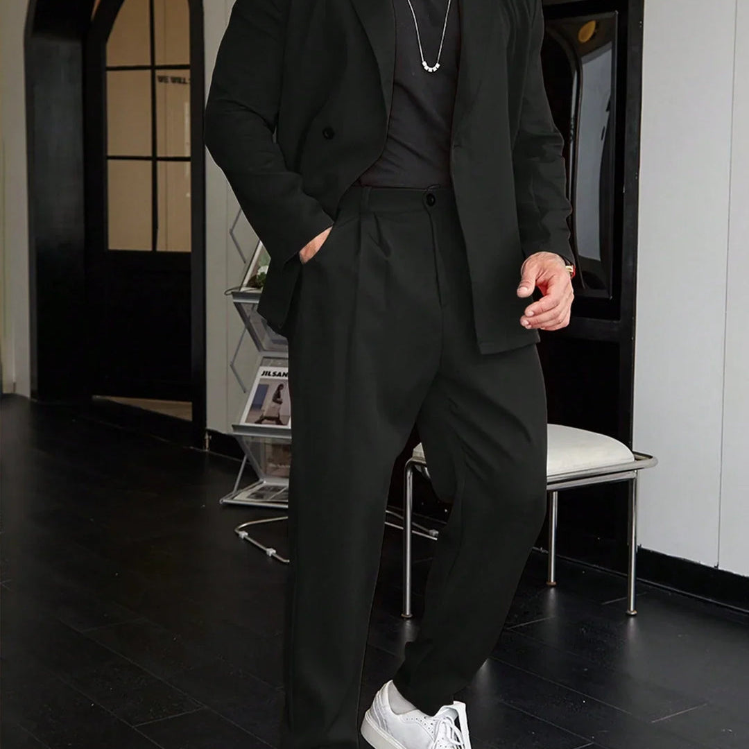 Herren Anzug Set - Blazer mit Weitem Bein und Taillierter Passform