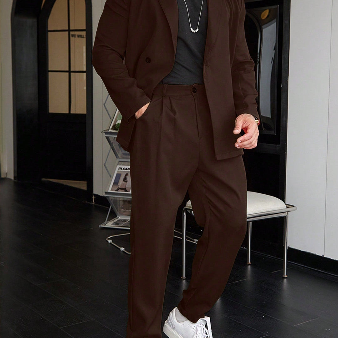 Herren Anzug Set - Blazer mit Weitem Bein und Taillierter Passform