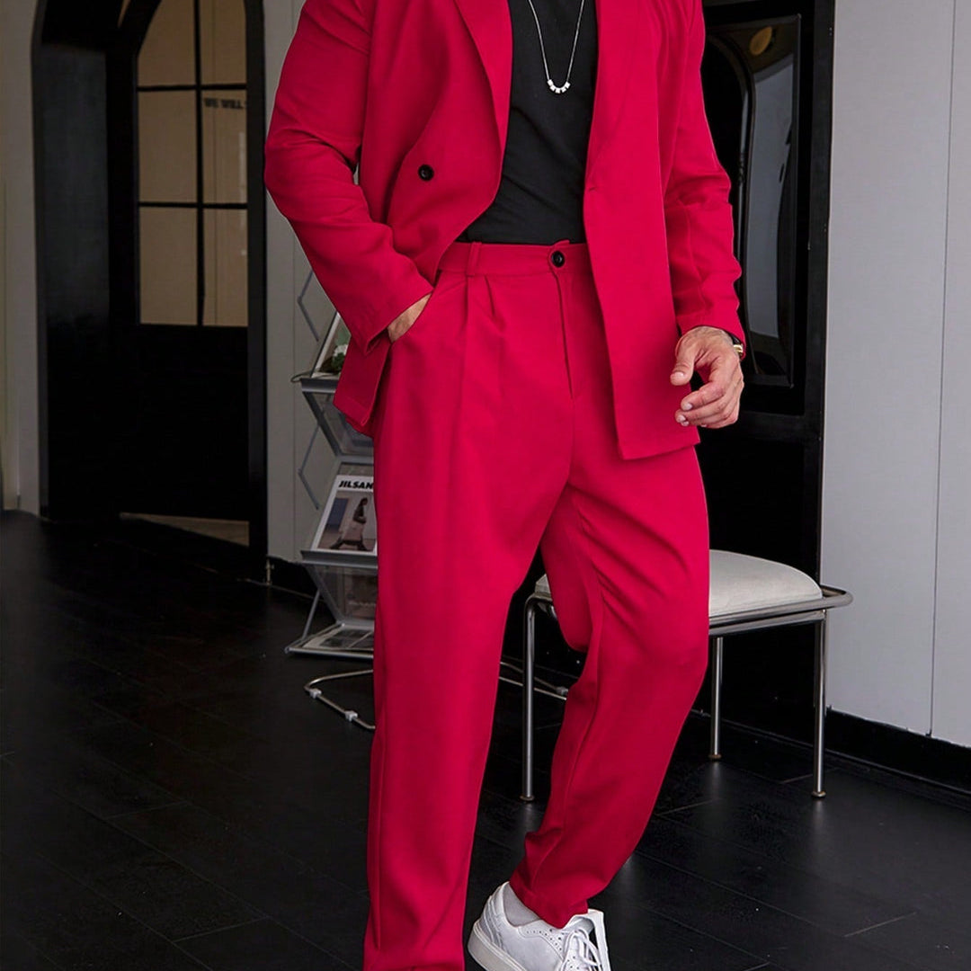 Herren Anzug Set - Blazer mit Weitem Bein und Taillierter Passform