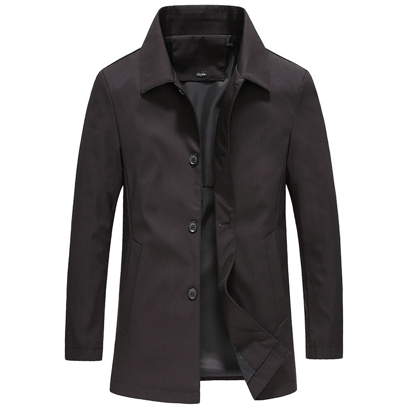 Herren Halblanger Car Coat – Spitzkragen mit Knopfleiste
