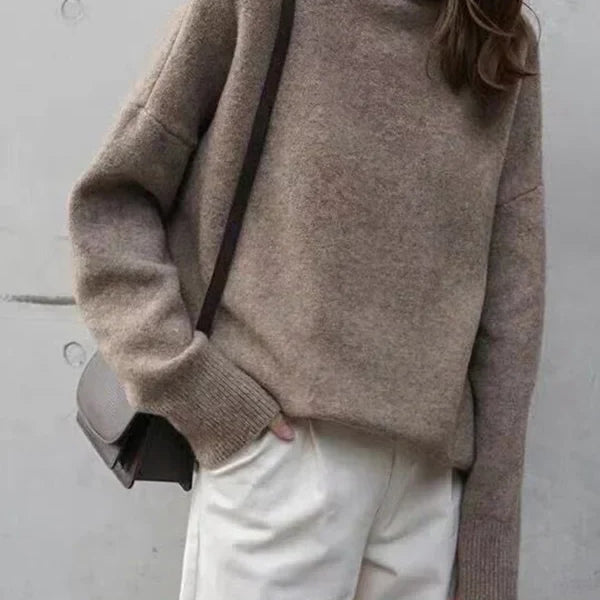 Damen Übergroßer Strickpullover - Rollkragen mit Lockere Passform