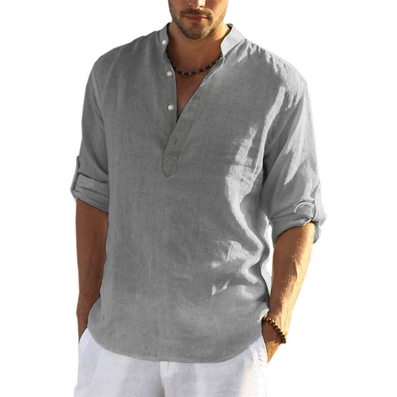 Elegantes Henley-Shirt mit Stehkragen für Herren
