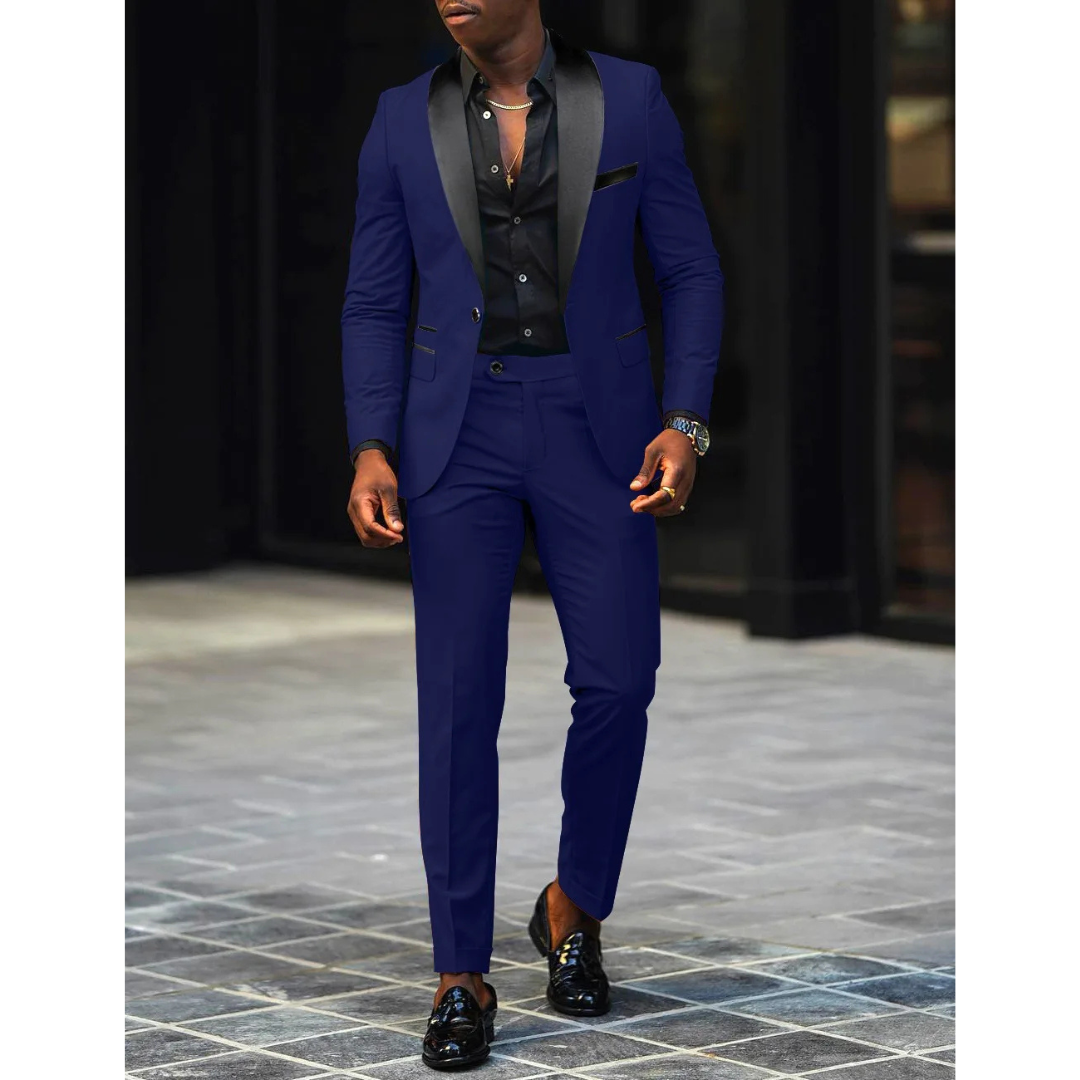 Herren Slim Fit Anzug Set - Mit Schalkragen und Weste