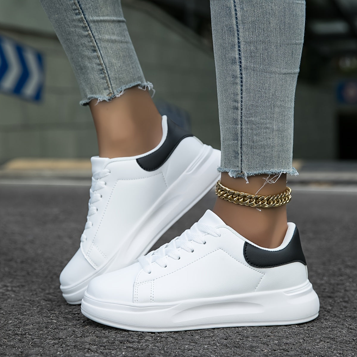 Stylische Saubere Weiße Leder Sneakers für Damen