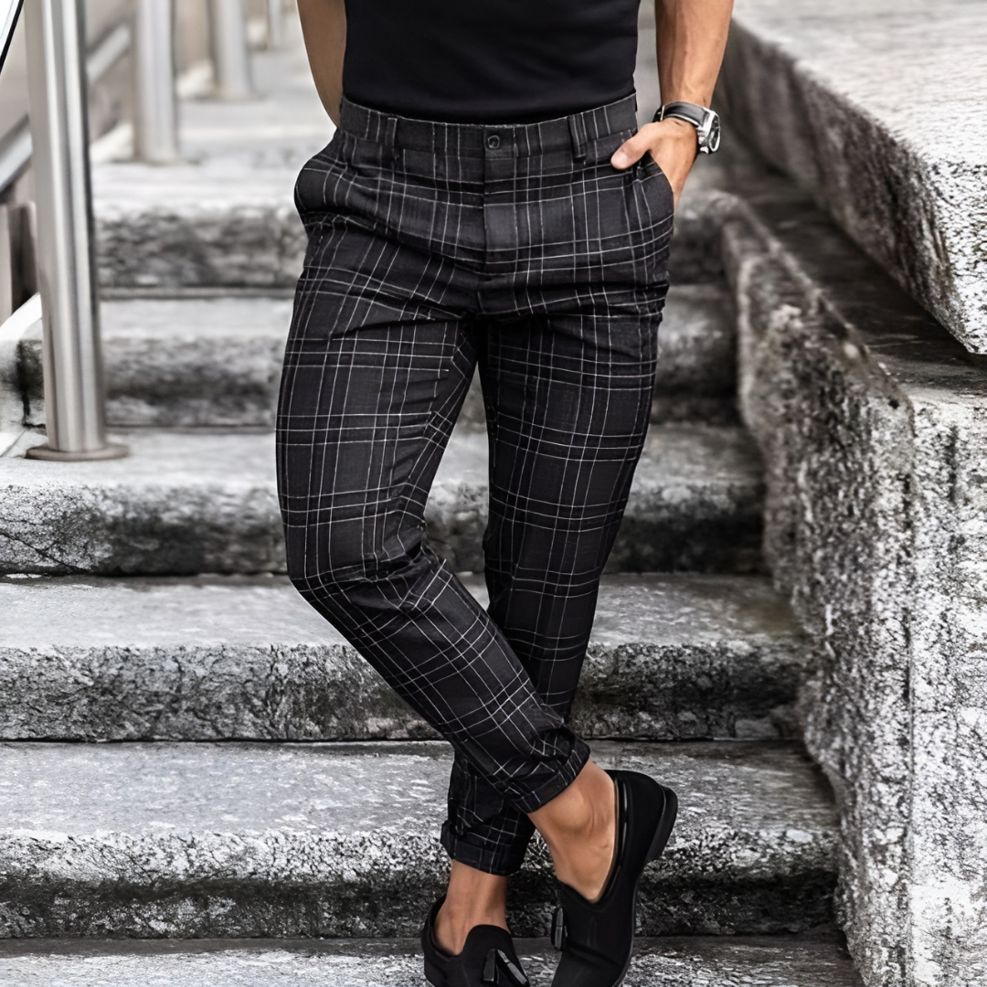 Elegante Slim-Fit-Anzughose mit Karomuster für Herren