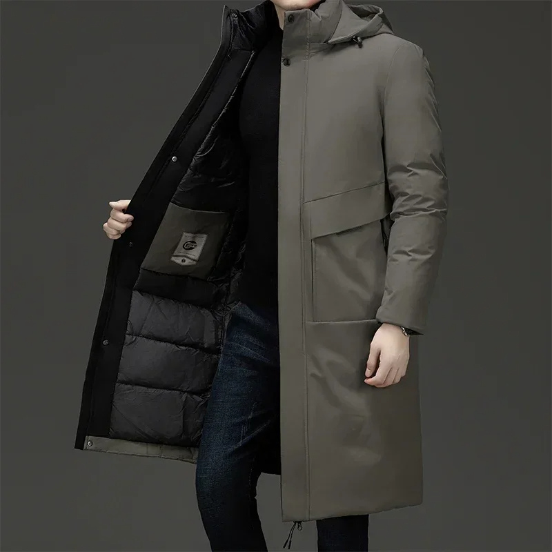 Herren Longline Parka - Kapuze mit Gestepptem Interieur