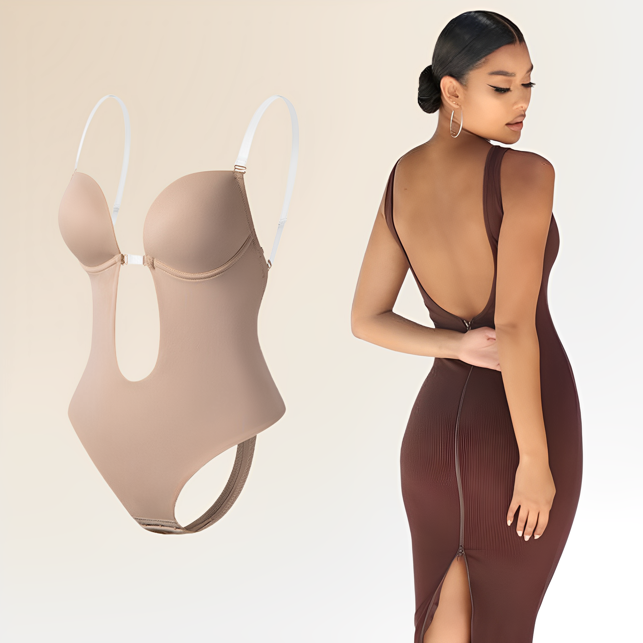 Eleganter Rückenfreier Bodysuit BH für Damen