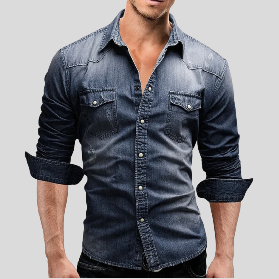 Klassisches Slim-Fit-Denimhemd im Western-Look für Herren