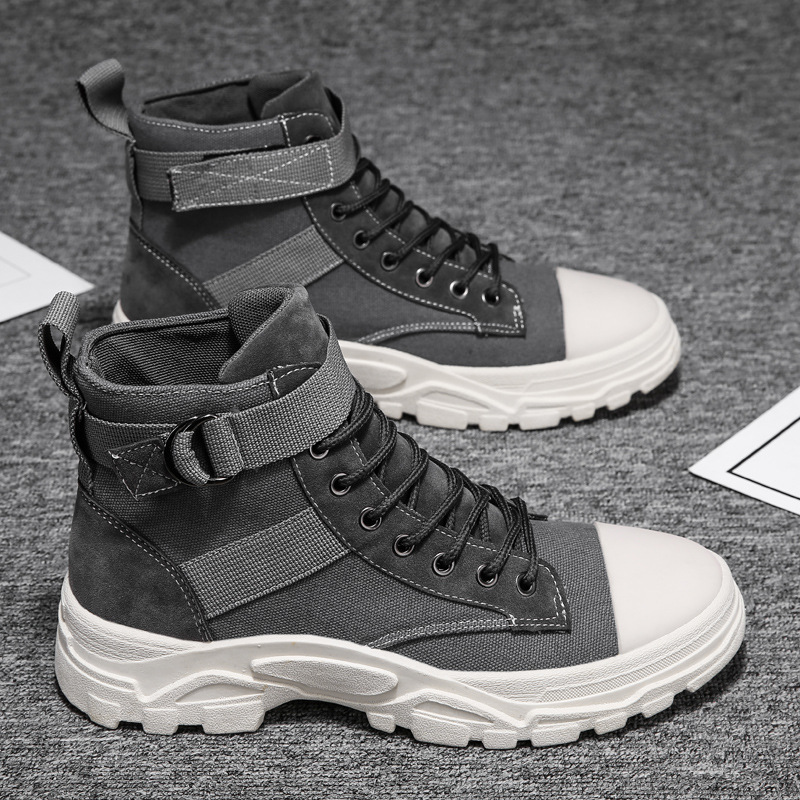 Herren Schnür-Stiefeletten - Zehenkappe mit Verstellbarem Schnallenriemen