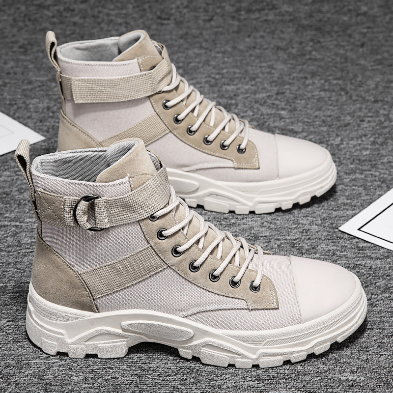 Herren Schnür-Stiefeletten - Zehenkappe mit Verstellbarem Schnallenriemen