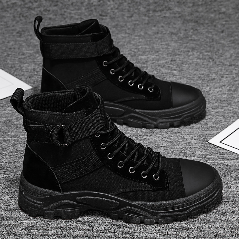 Herren Schnür-Stiefeletten - Zehenkappe mit Verstellbarem Schnallenriemen