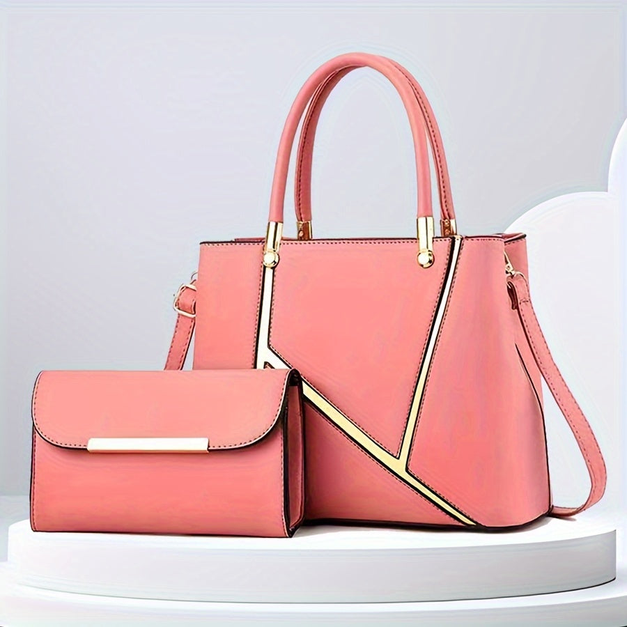 Damen 2-teiliges Handtaschen-Set - Geometrisches Design
