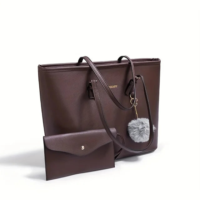 Damen-Leder Tote Bag – abnehmbare Mini-Geldbörse