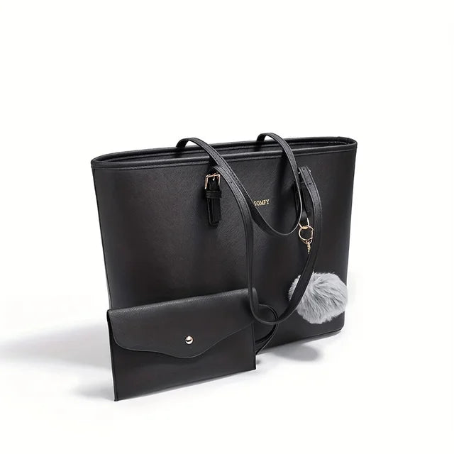 Damen-Leder Tote Bag – abnehmbare Mini-Geldbörse