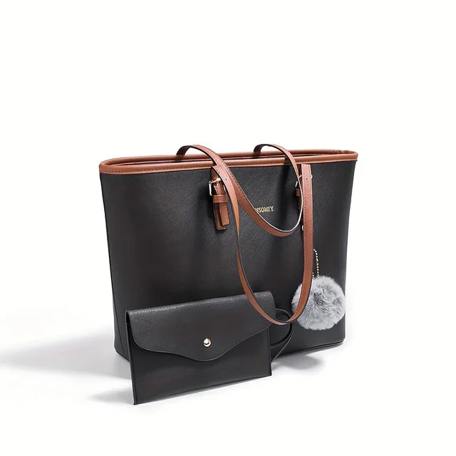 Damen-Leder Tote Bag – abnehmbare Mini-Geldbörse