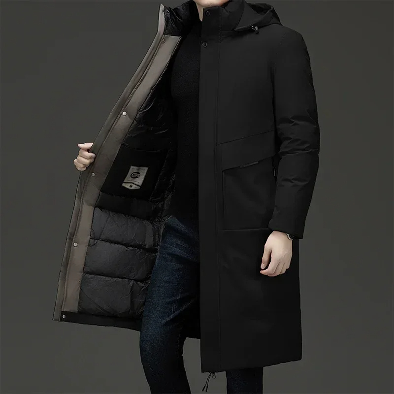Herren Longline Parka - Kapuze mit Gestepptem Interieur