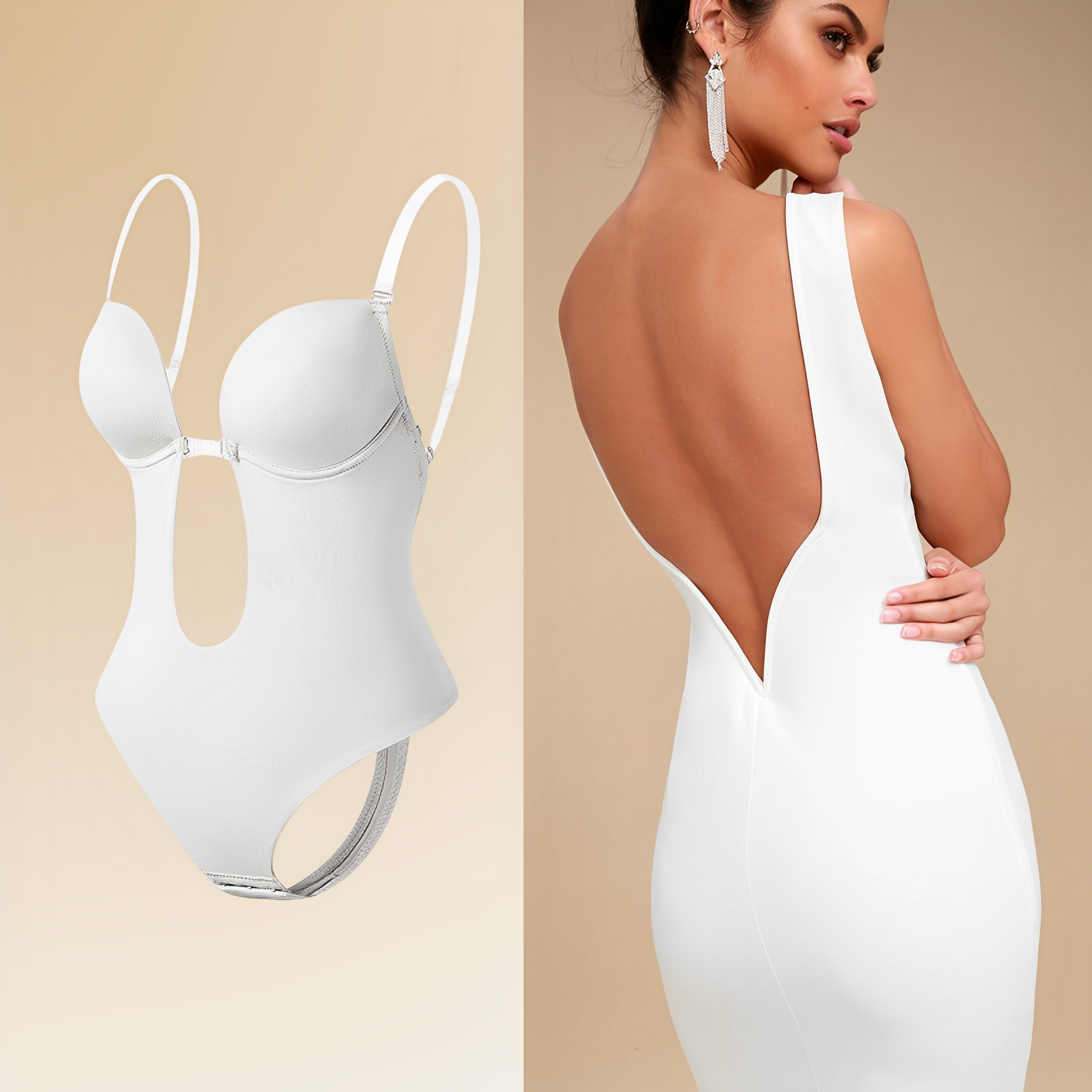 Eleganter Rückenfreier Bodysuit BH für Damen