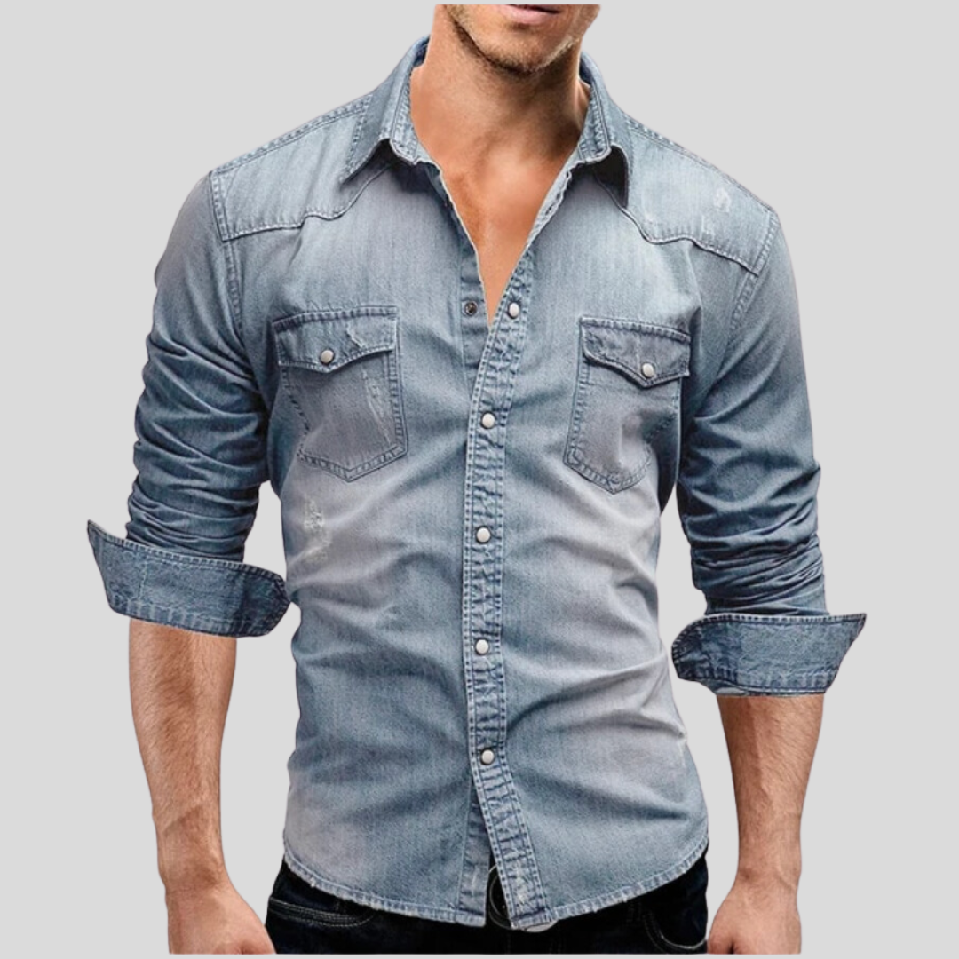 Klassisches Slim-Fit-Denimhemd im Western-Look für Herren