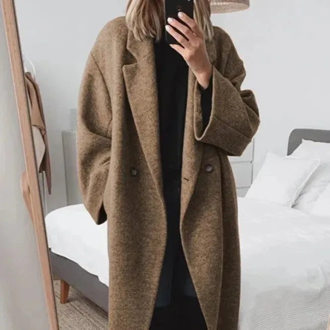 Damen Langer Mantel - Oversize Fit mit Reverskragen