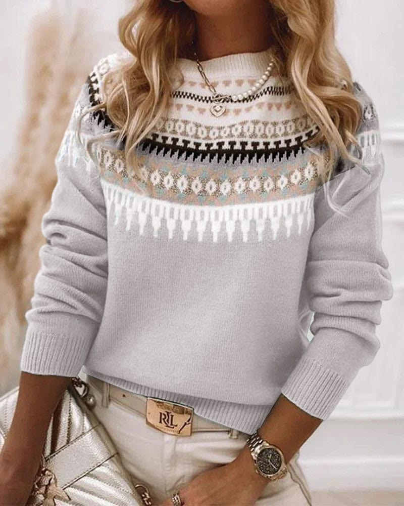 Damen Fair-Isle-Pullover mit Rundhalsausschnitt – Klassischer Pullover-Stil