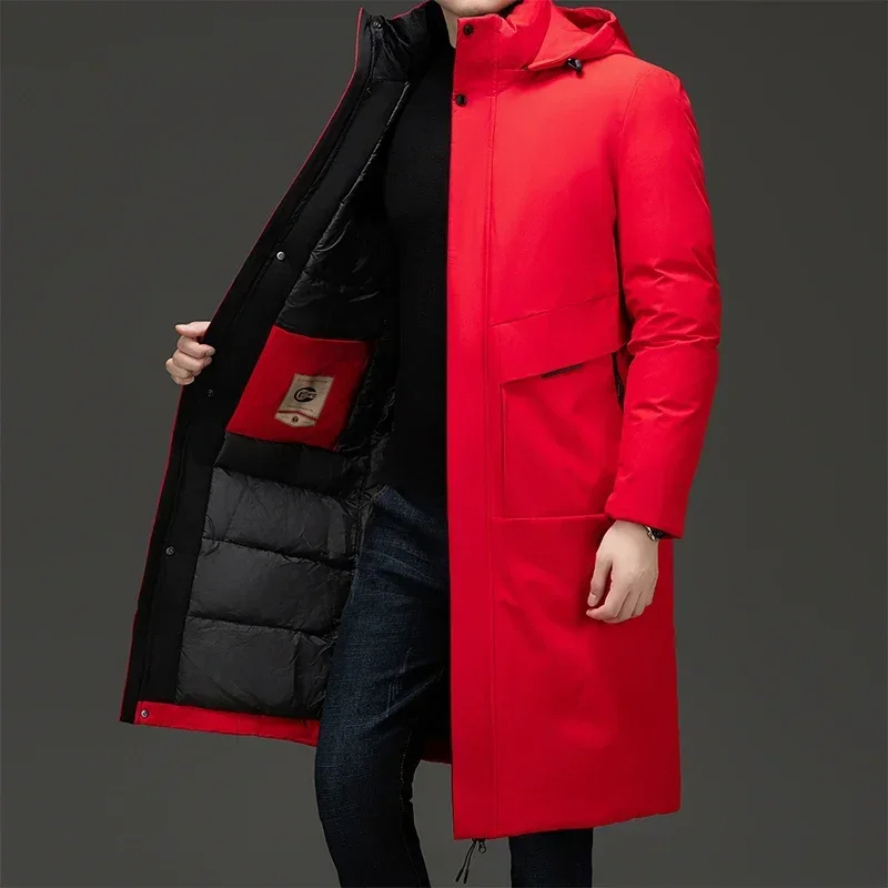 Herren Longline Parka - Kapuze mit Gestepptem Interieur