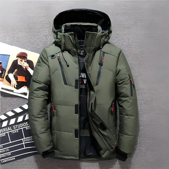 Herren Winter-Pufferjacke mit Kapuze - Wasserabweisend und Warm