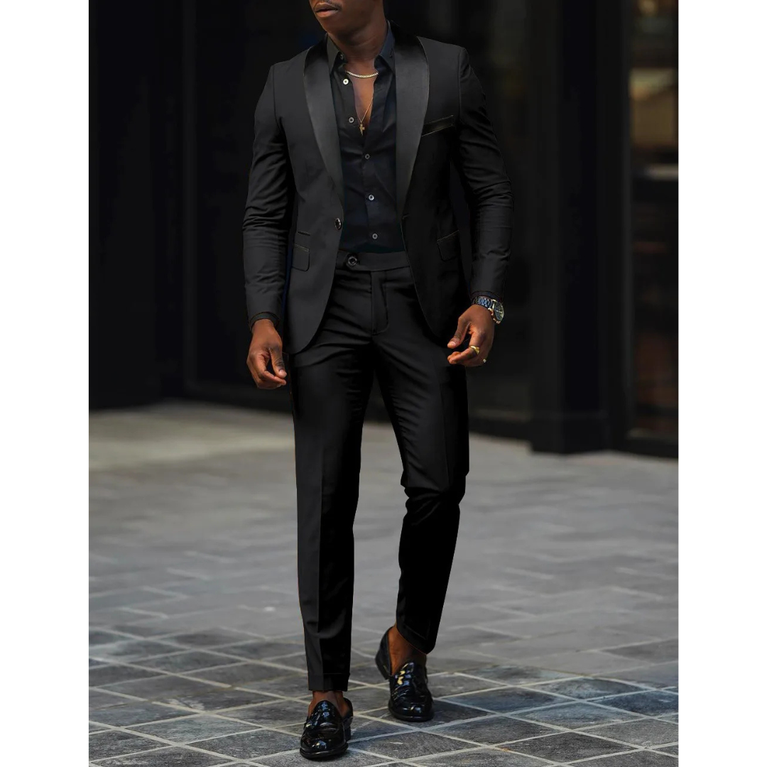 Herren Slim Fit Anzug Set - Mit Schalkragen und Weste