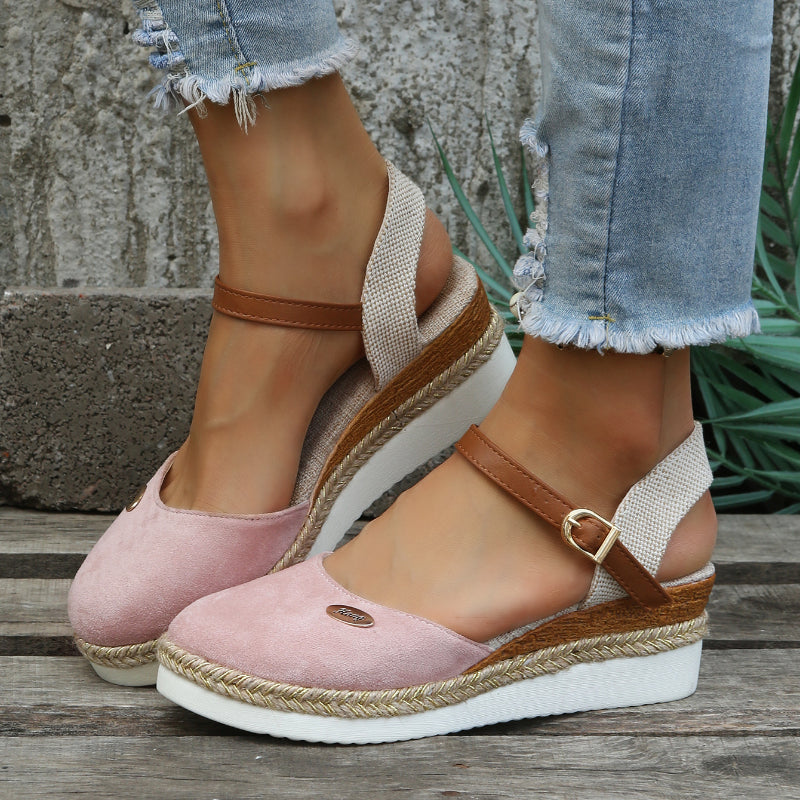 Stylische Wildleder-Espadrilles mit Knöchelriemen für Damen