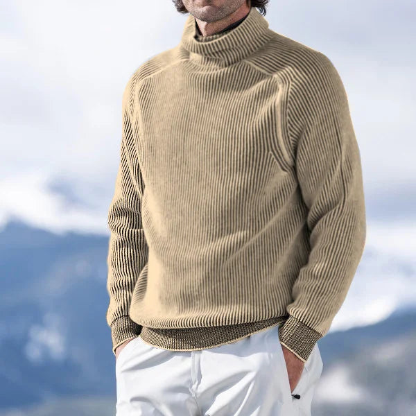 Herren Rippstrick-Pullover – Pullover-Stil mit Stehkragen