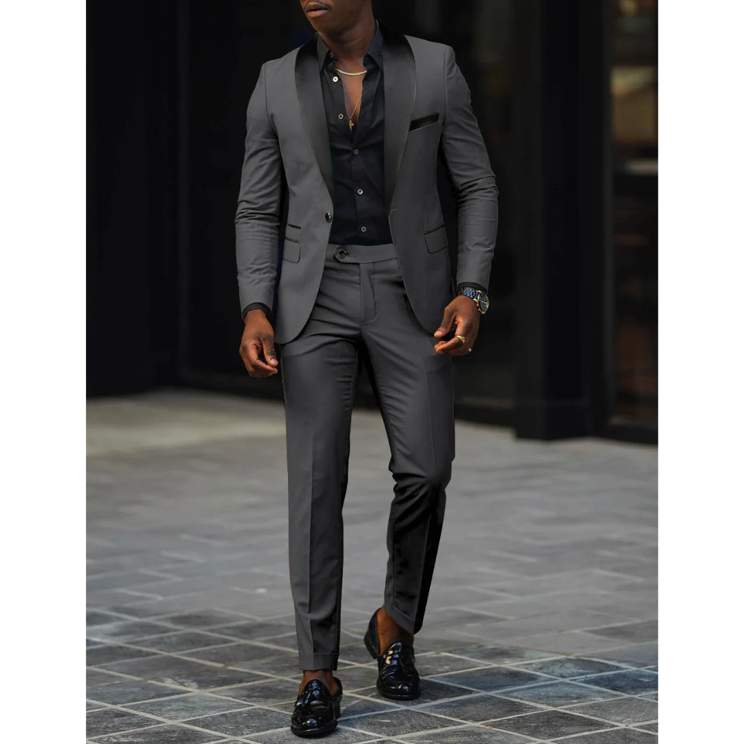 Herren Slim Fit Anzug Set - Mit Schalkragen und Weste