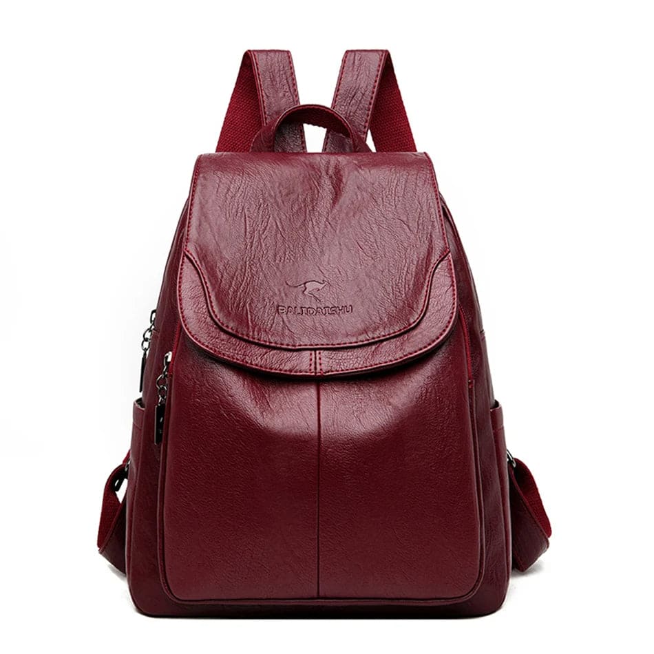 Stylischer Damen Leder Rucksack – Anti-Diebstahl Design